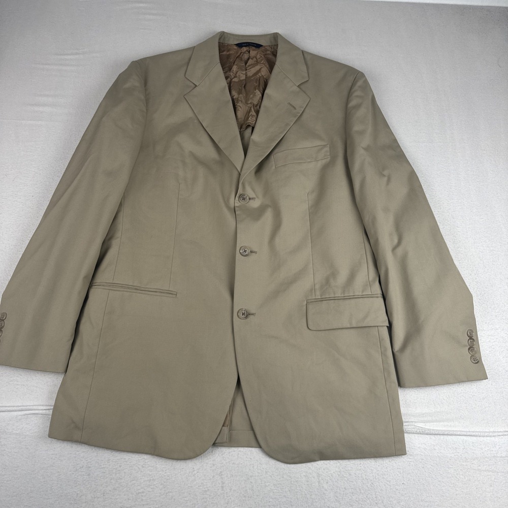 Brooks Brothers Brookscool Poplin Mens Tan Blazer 39R  cotton blend Preppy